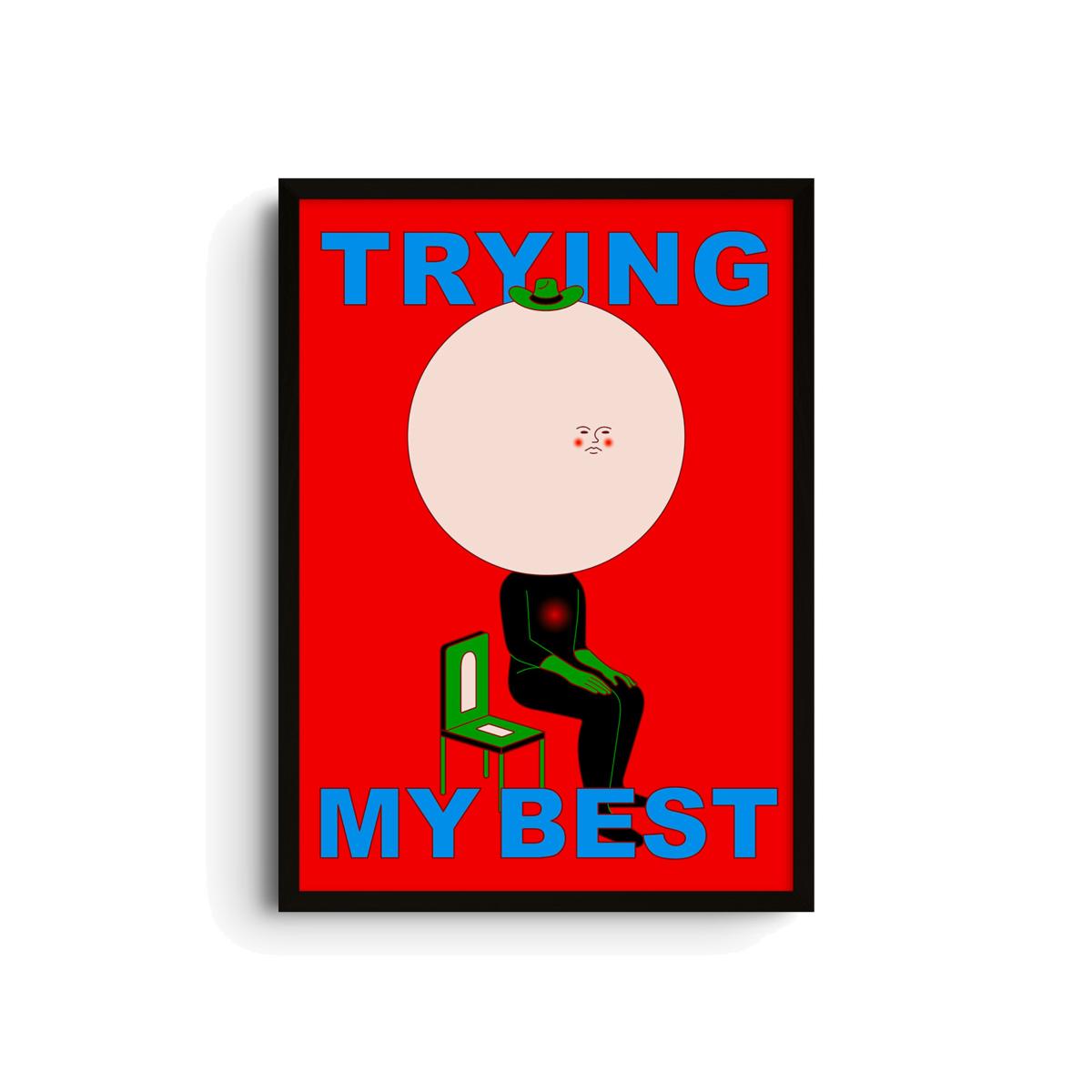 Red Trying My Best - Giclee Fine Art Print - Extra Small | A4 | 210 X 297Mm | East Side Studio London – image 1