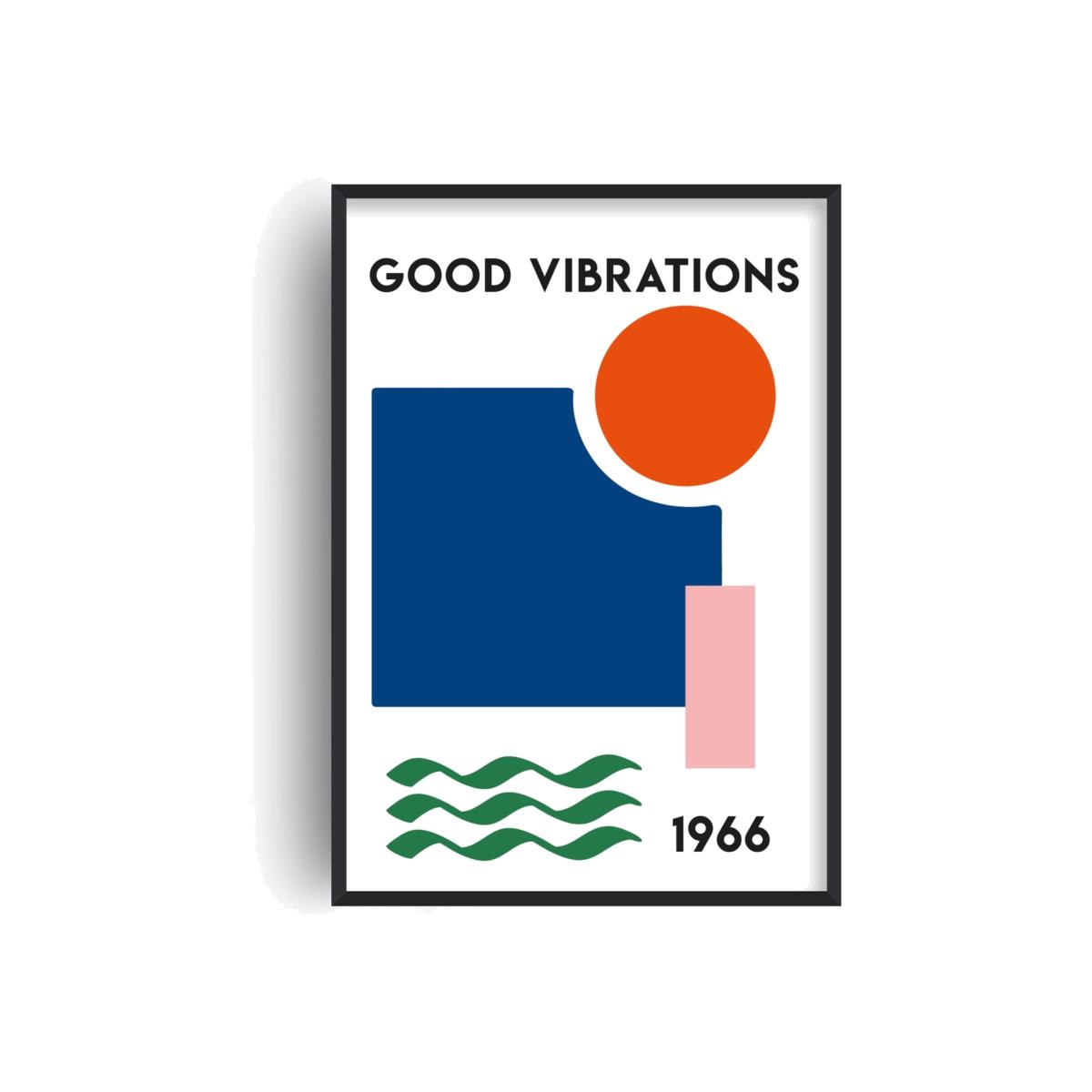 Good Vibrations Retro Abstract Giclée Art Print A3 297 X 420Mm Fanclub – image 1