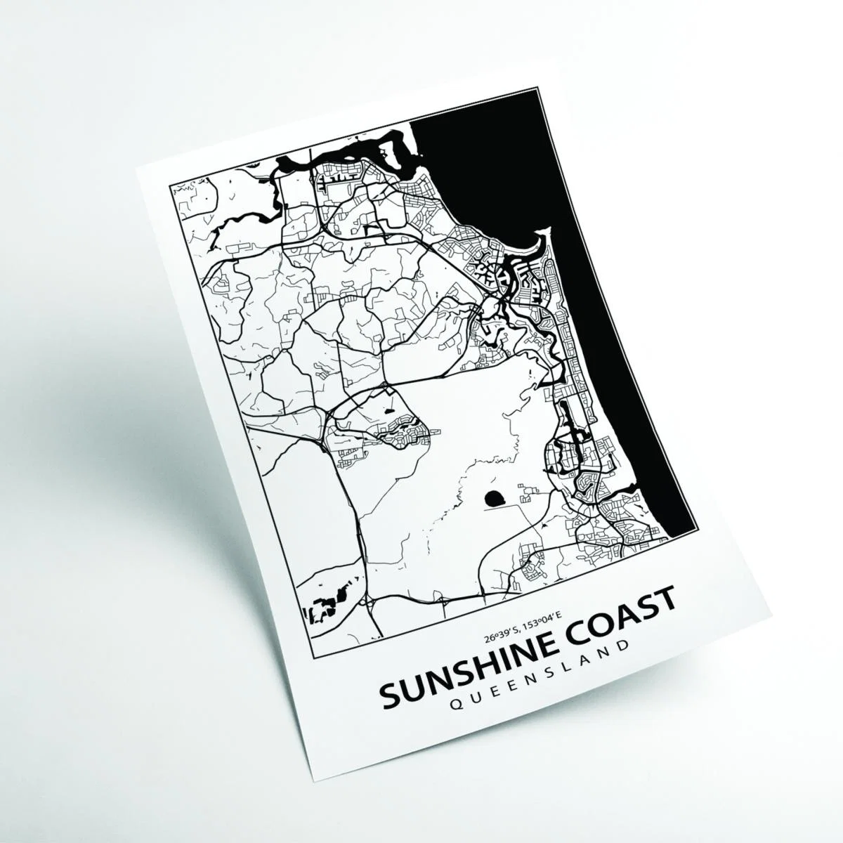 Black Map Of Sunshine Coast Medium Stanley Print House – image 2