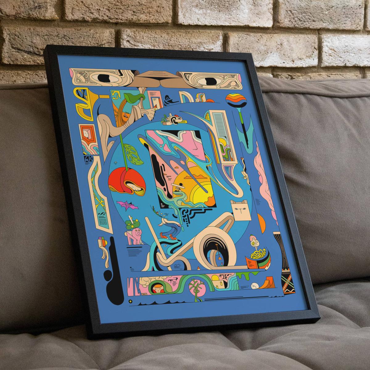 Blue Sphynx - Abstract Illustration Art Print - Small | 12 X 16" | East Side Studio London – image 3