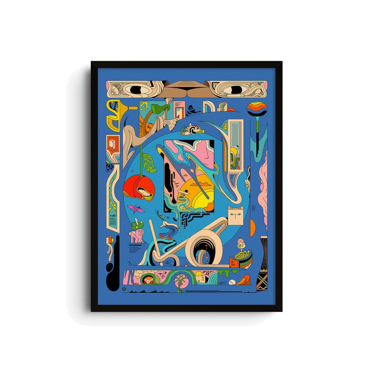 Blue Sphynx - Abstract Illustration Art Print - Small | 12 X 16" | East Side Studio London – image 1