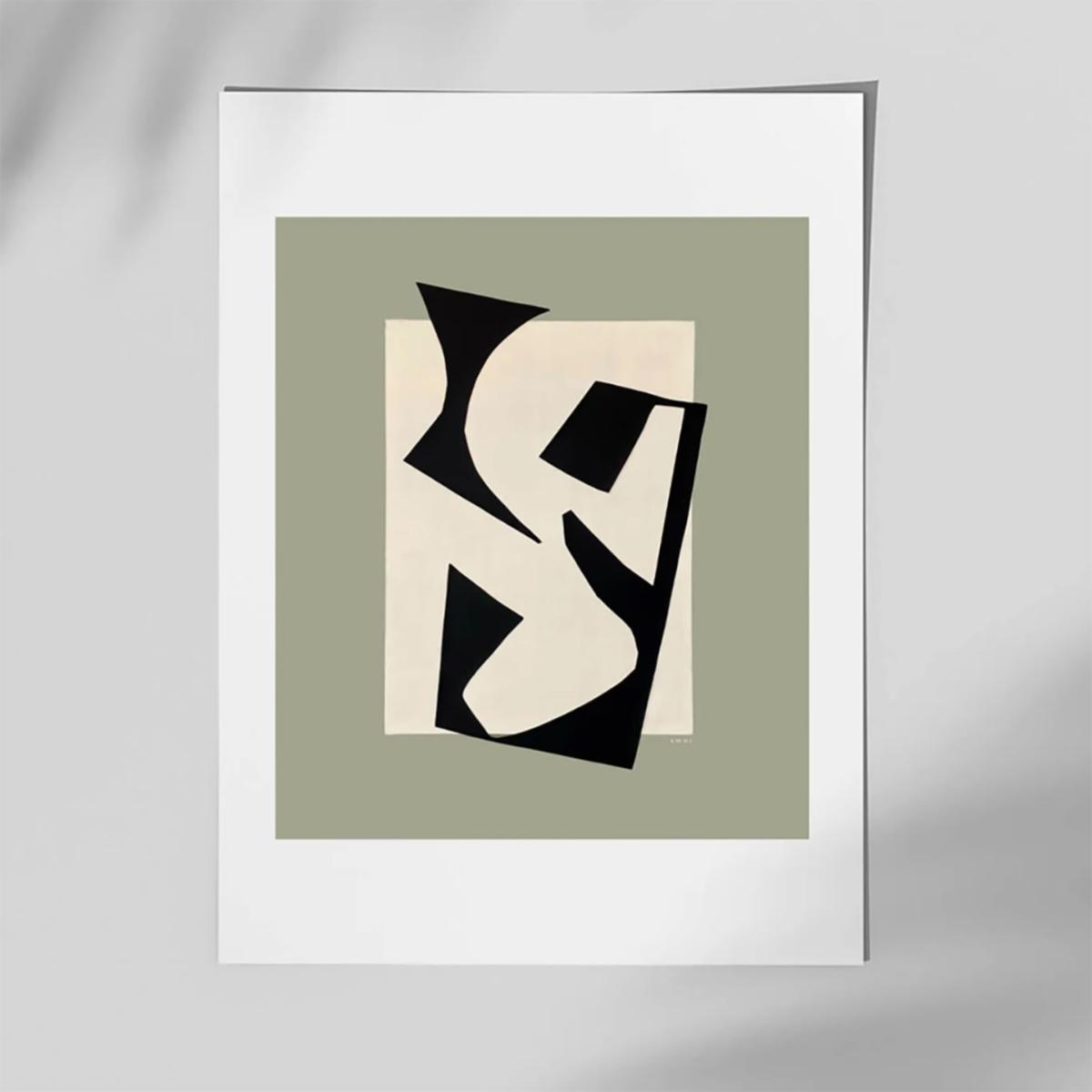 Black / Green Minimalist Wall Art: Abstract Landscapes With Organic Shapes, Part Three | Awol – image 4