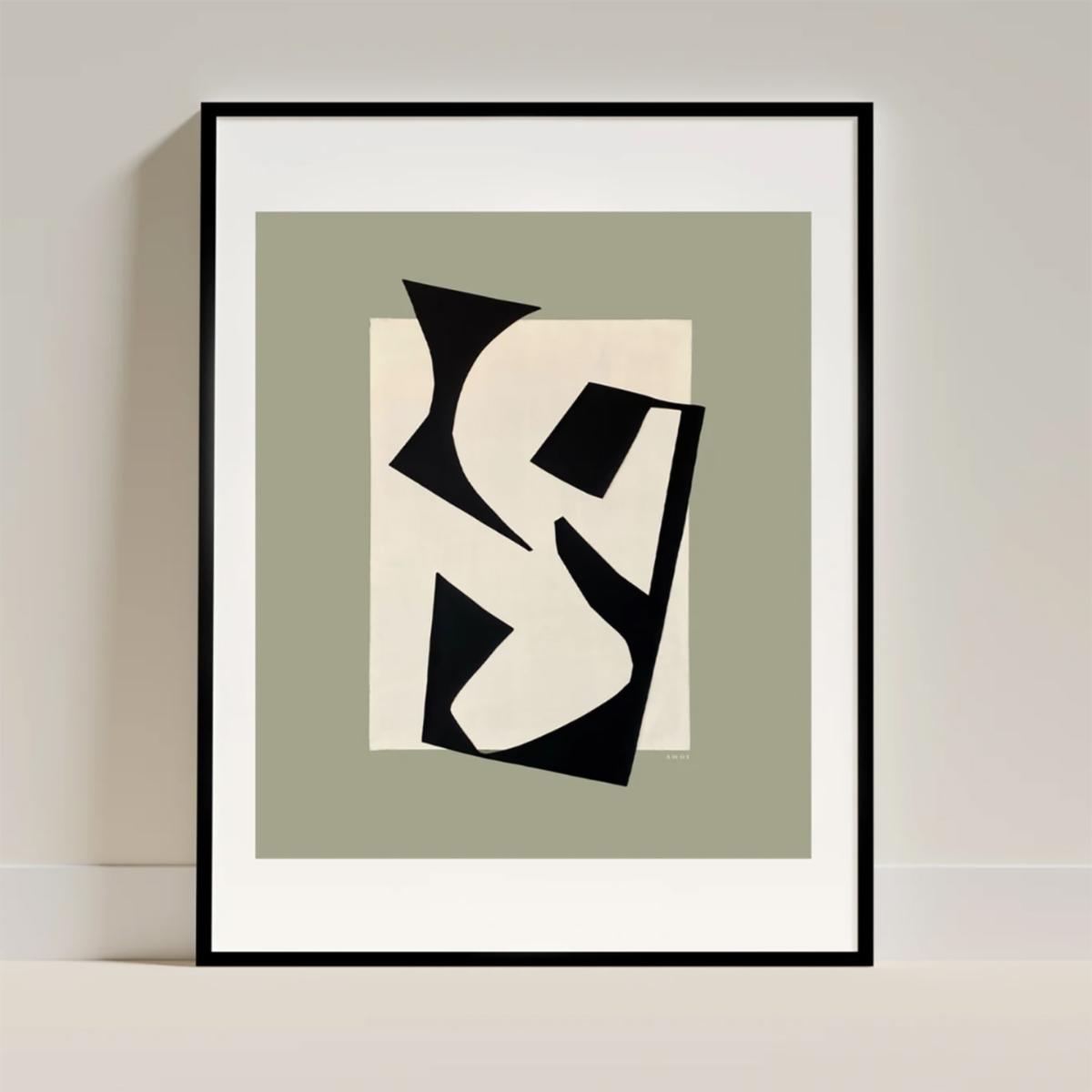 Black / Green Minimalist Wall Art: Abstract Landscapes With Organic Shapes, Part Three | Awol – image 7