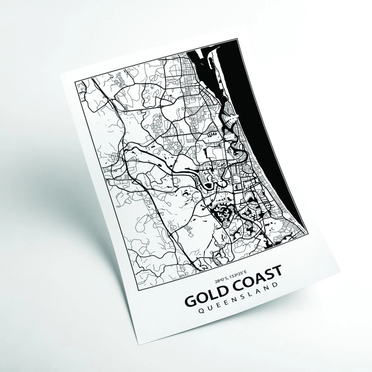 Black Map Of Gold Coast A1 594 X 841Mm Stanley Print House – image 2