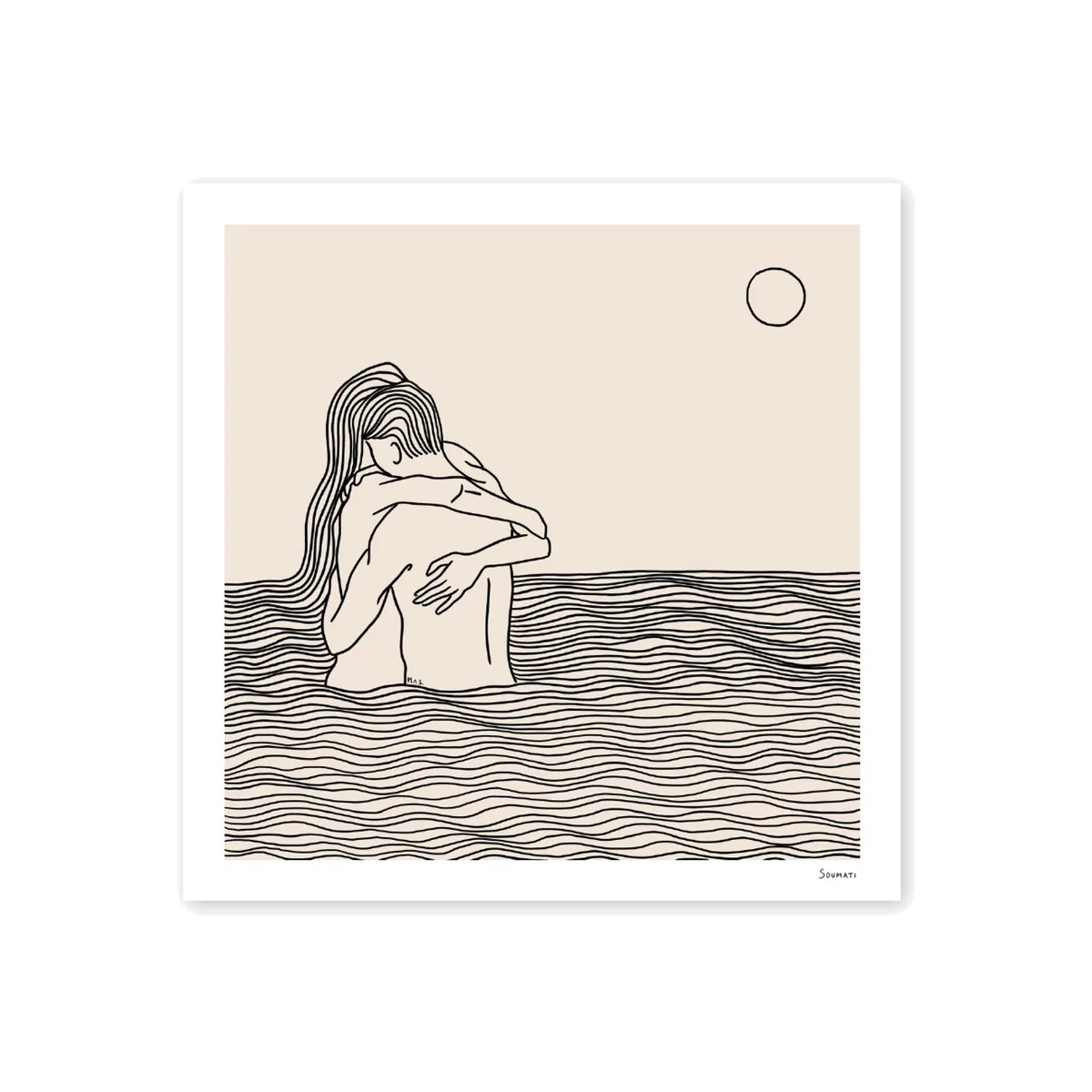 You, Me & The Sea Art Print 20X20Cm Soumati Studio