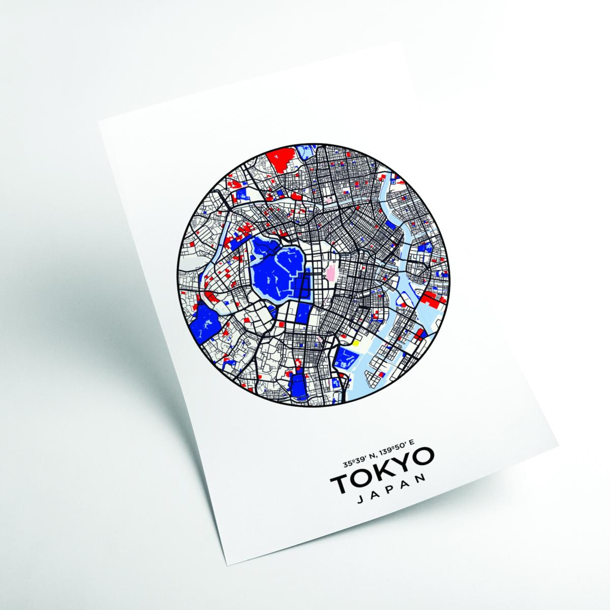Blue Map Of Tokyo Japan A3 297 X 420Mm Stanley Print House – image 2