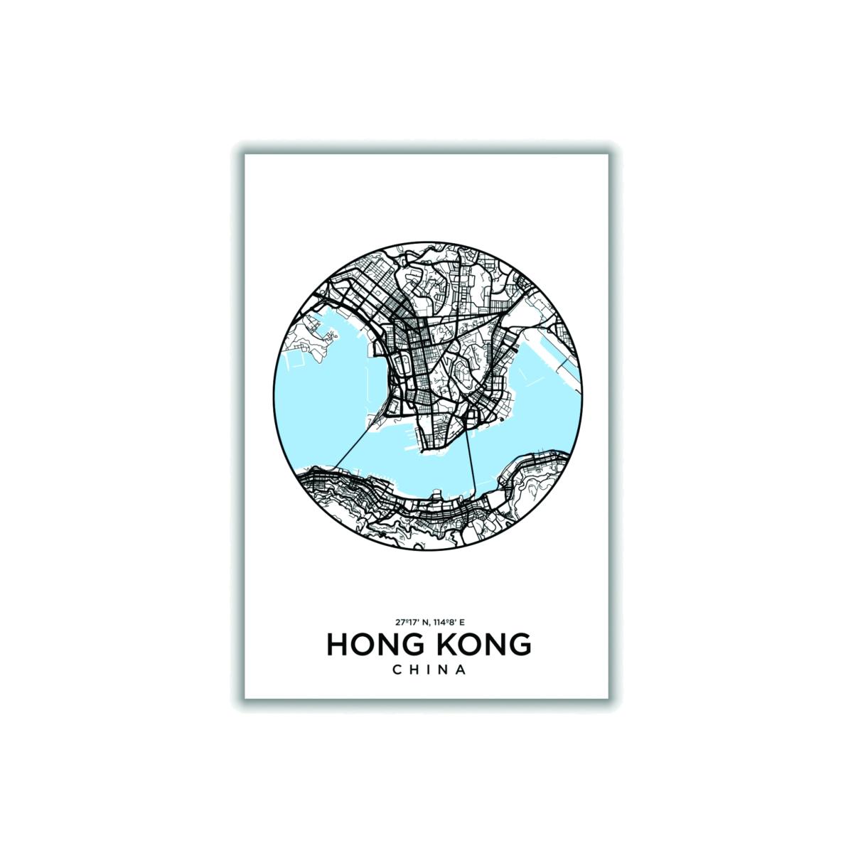 Blue Map Of Hong Kong A1 594 X 841Mm Stanley Print House – image 1