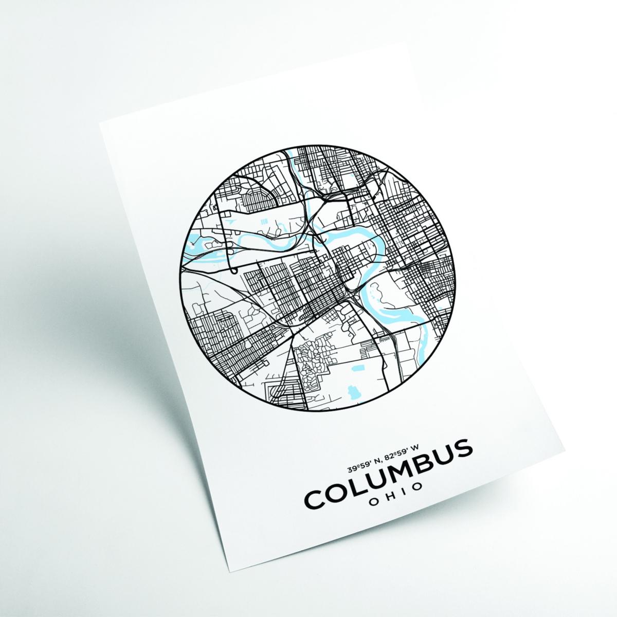 Black Map Of Columbus Large Stanley Print House – image 2