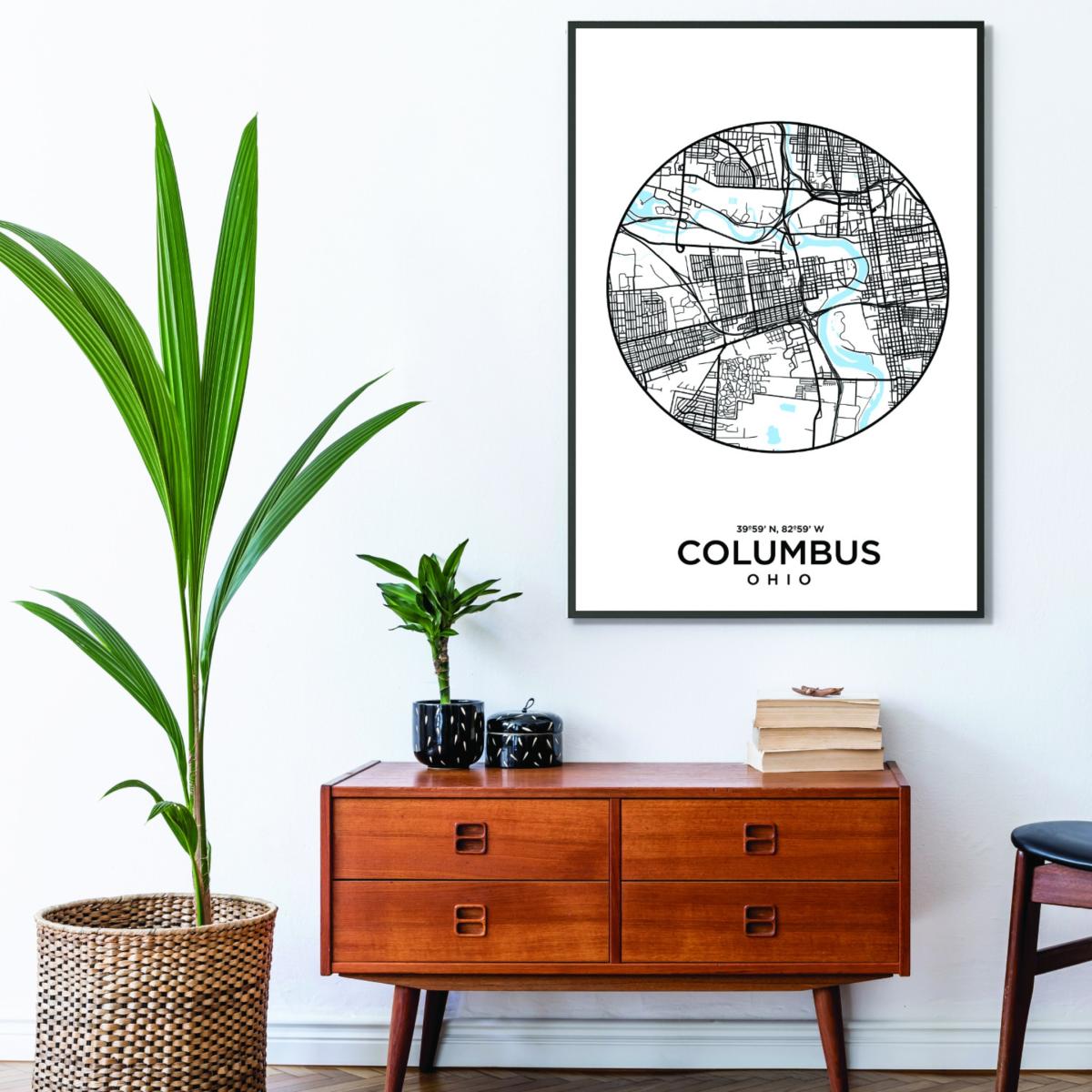 Black Map Of Columbus Large Stanley Print House – image 3