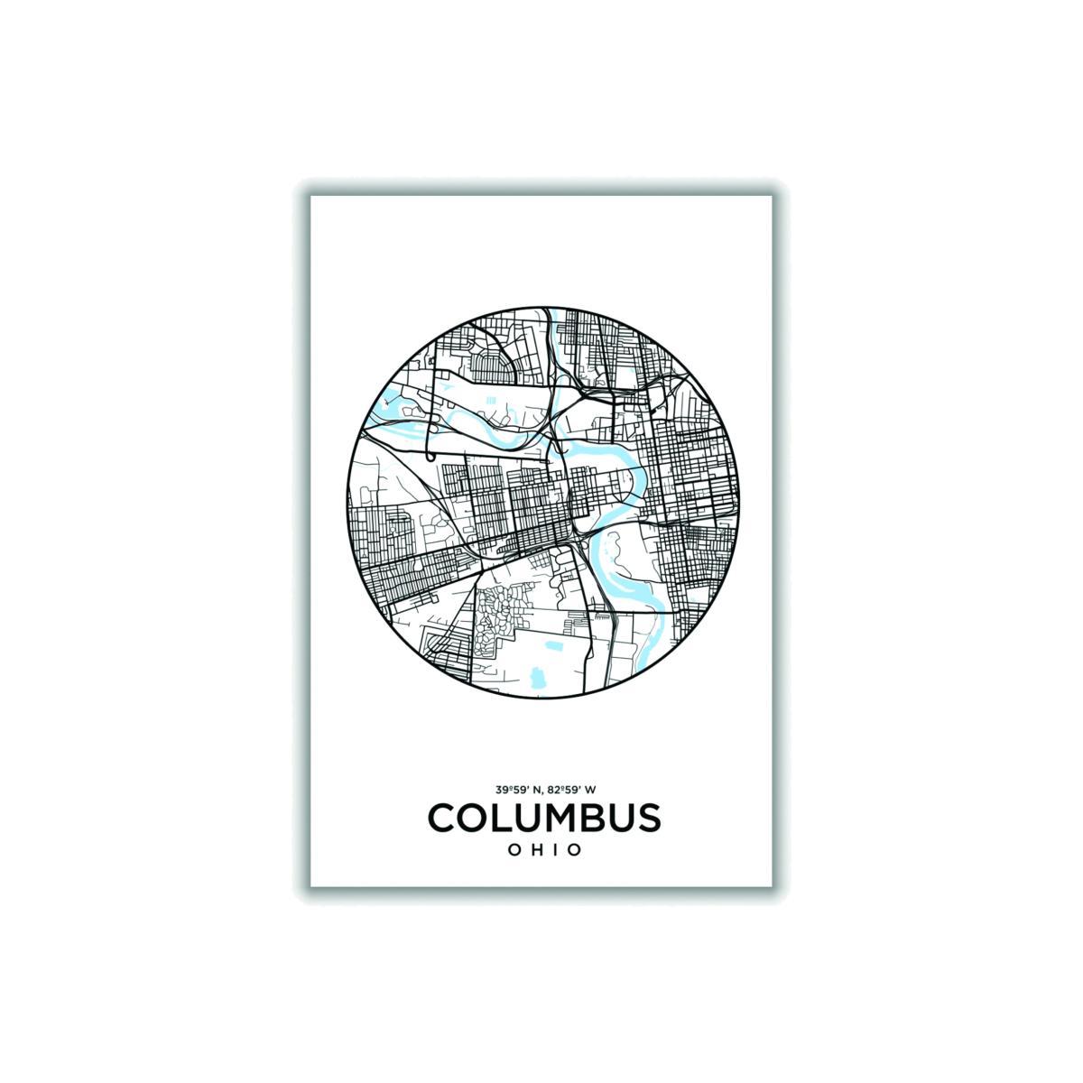 Black Map Of Columbus Large Stanley Print House – image 1