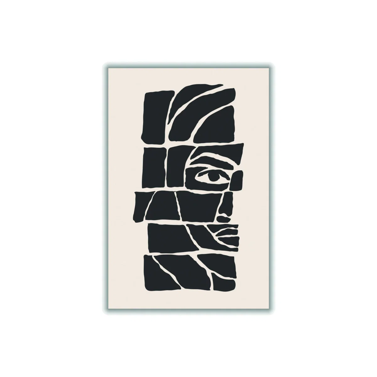 Black Abstract Faces Set #3 Large Stanley Print House – image 1