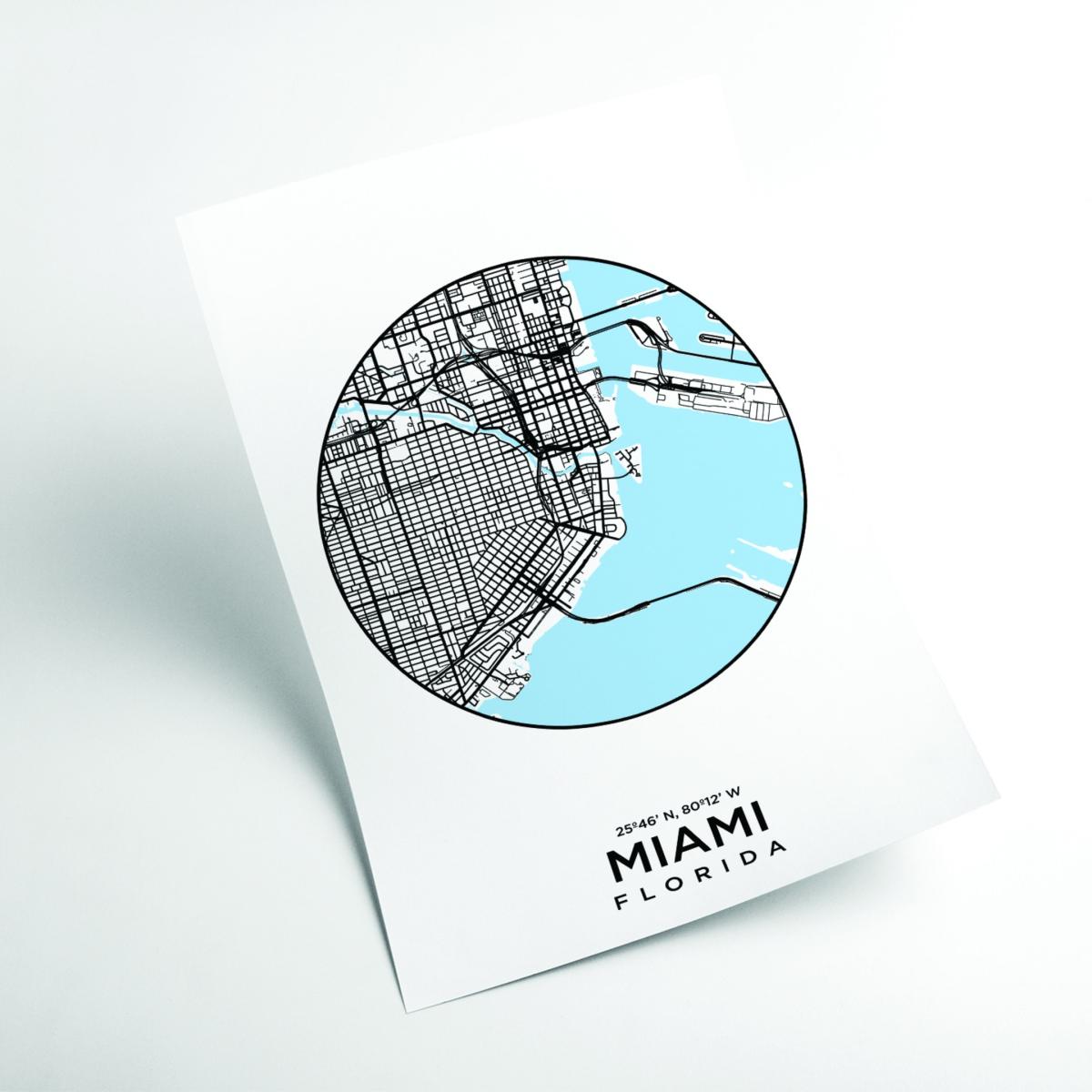 Blue Map Of Miami A3 297 X 420Mm Stanley Print House – image 2