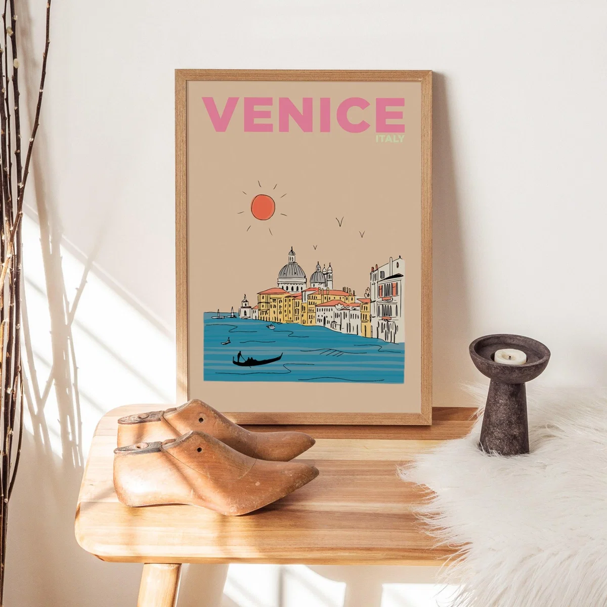 Pink / Purple Venice Italy Summer Escapes Travel Print A3 297 X 420Mm Places & Spaces Art Co. – image 2