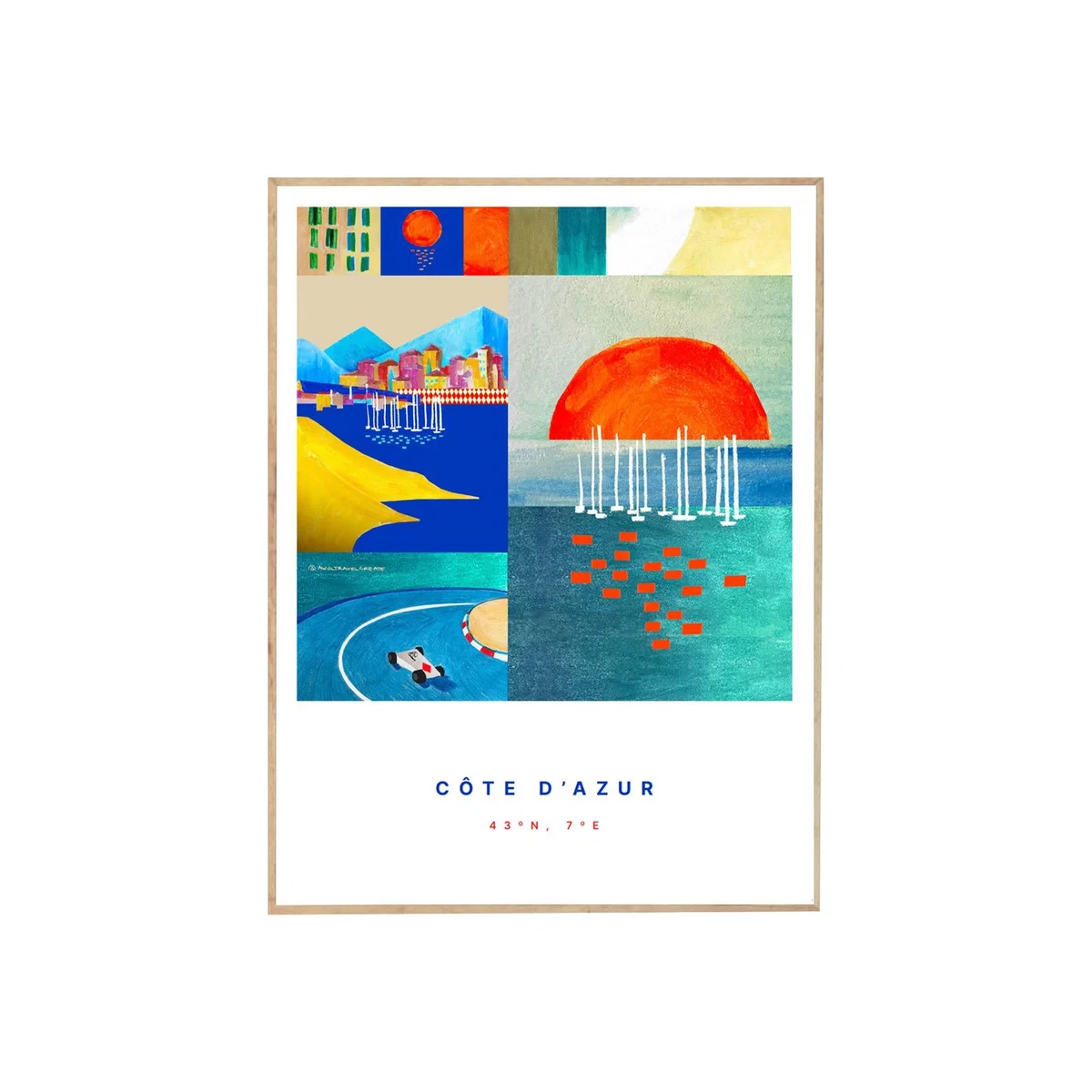 Côte D'azur Art Print Poster: Colourful Snapshots From Paradise A3 297 X 420Mm Awol