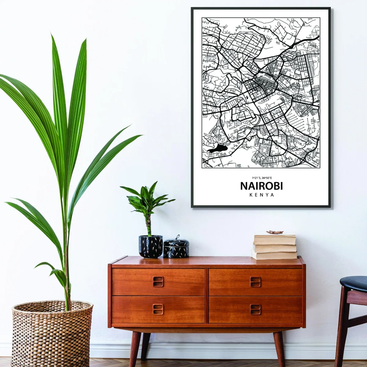 Black Map Of Nairobi A3 297 X 420Mm Stanley Print House – image 3