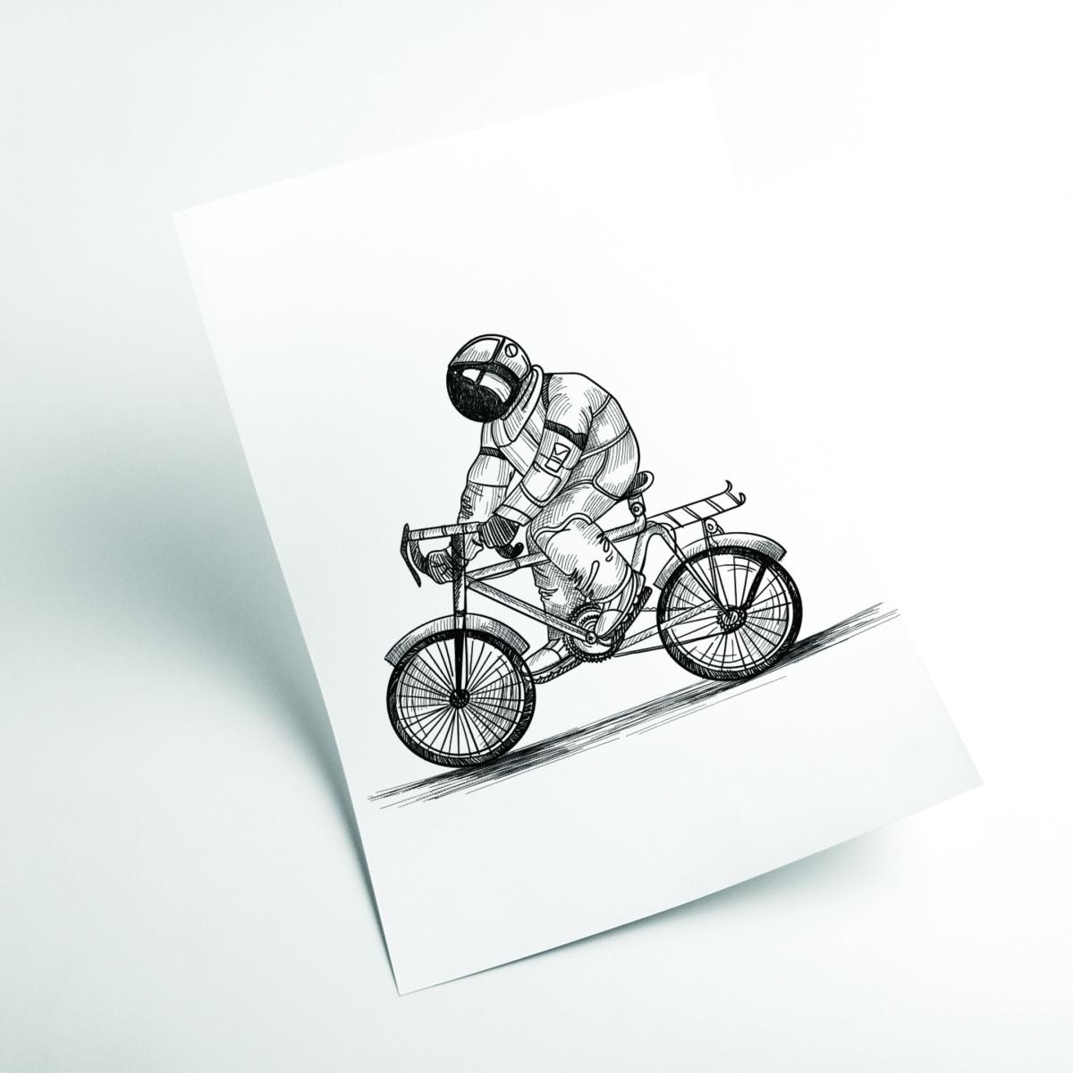 Grey Astrobiker A3 297 X 420Mm Stanley Print House – image 2