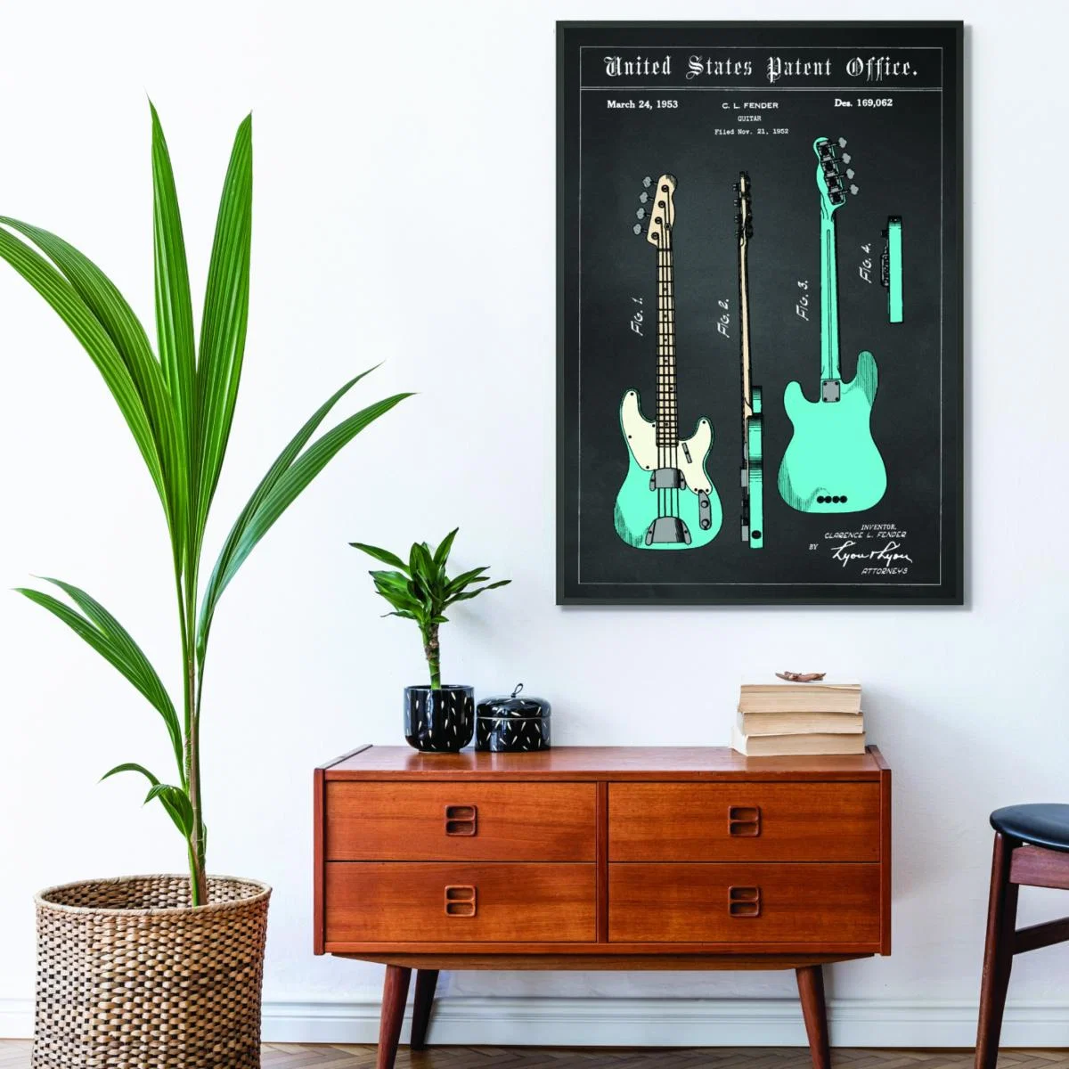 Blue Fender Bass Guitar Patent A4 210 X 297Mm Stanley Print House – image 3