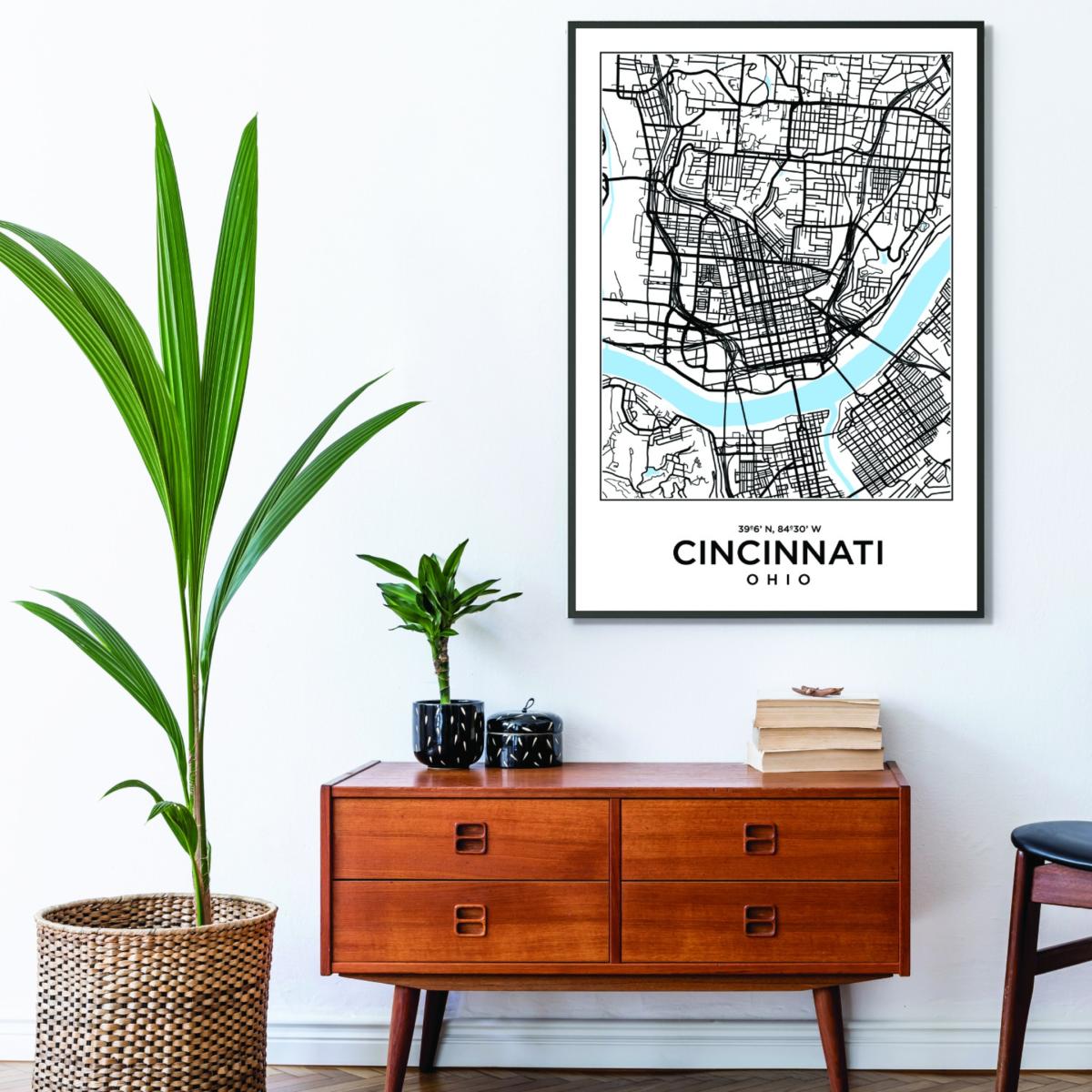 Blue Map Of Cincinnati Ohio Medium Stanley Print House – image 3