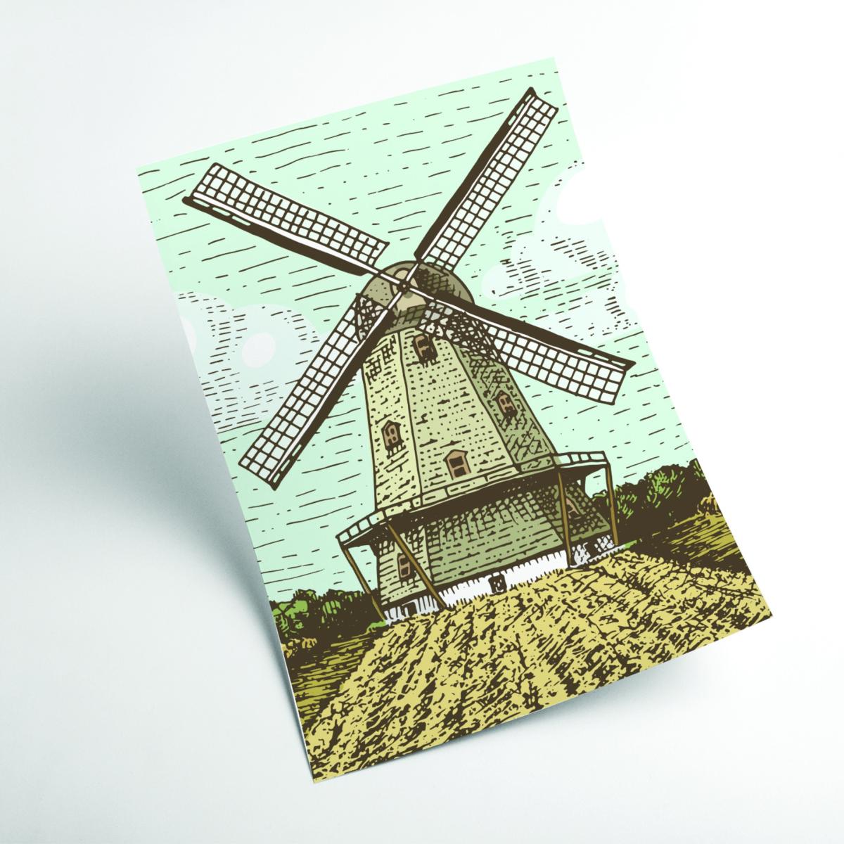 Brown Vintage Windmill A2 420 X 594Mm Stanley Print House – image 2