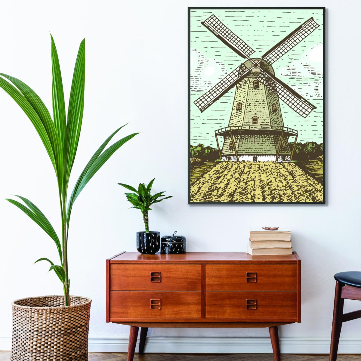 Brown Vintage Windmill A2 420 X 594Mm Stanley Print House – image 3