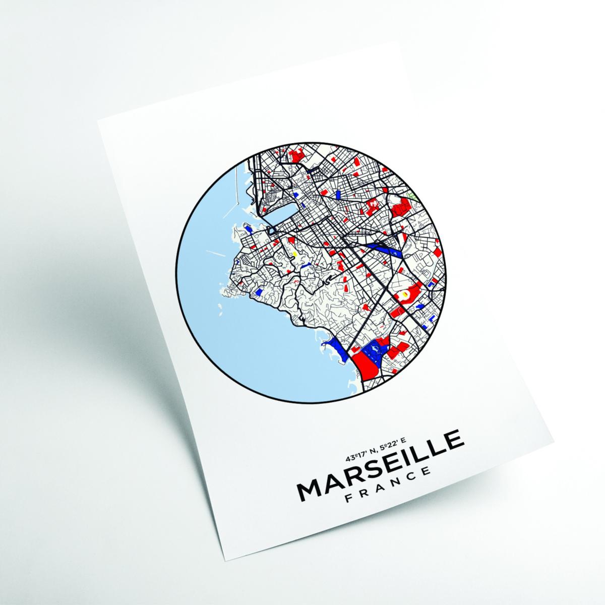 Blue Map Of Marseille France Extra Small Stanley Print House – image 2
