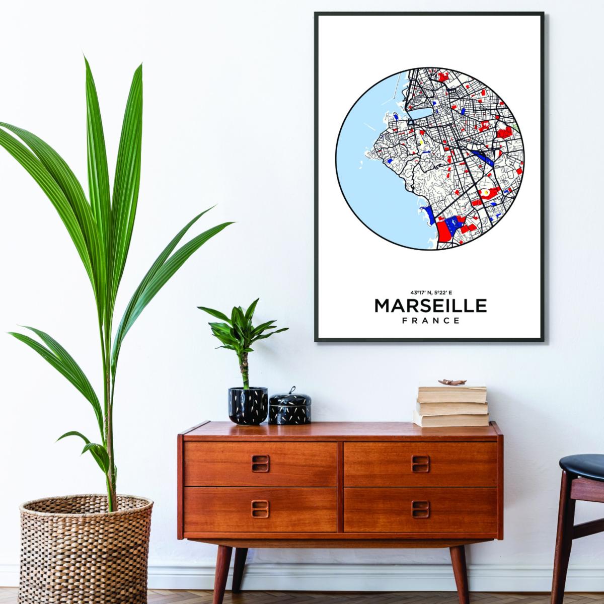 Blue Map Of Marseille France Extra Small Stanley Print House – image 3