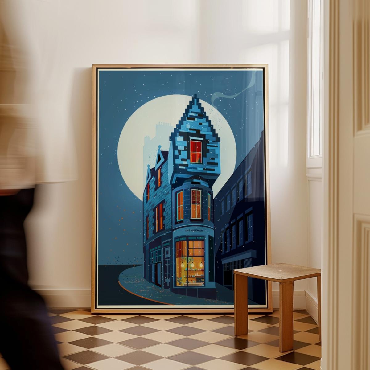 Snowfall At The Corner Cafe Art Print | A3 | 297 X 420Mm | Eye for London Prints – image 2