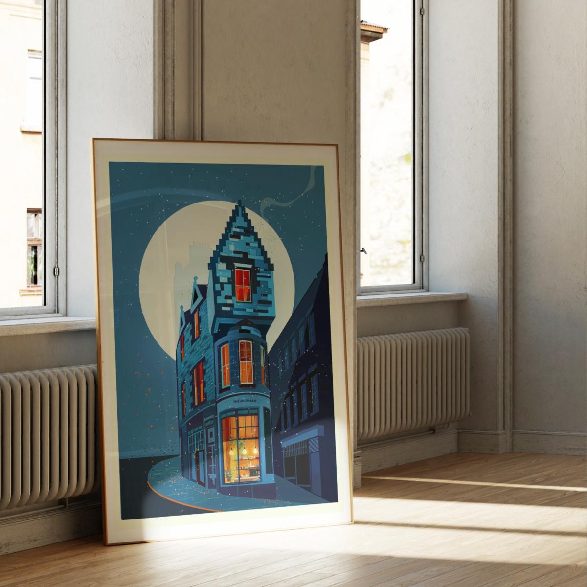 Snowfall At The Corner Cafe Art Print | A3 | 297 X 420Mm | Eye for London Prints – image 3