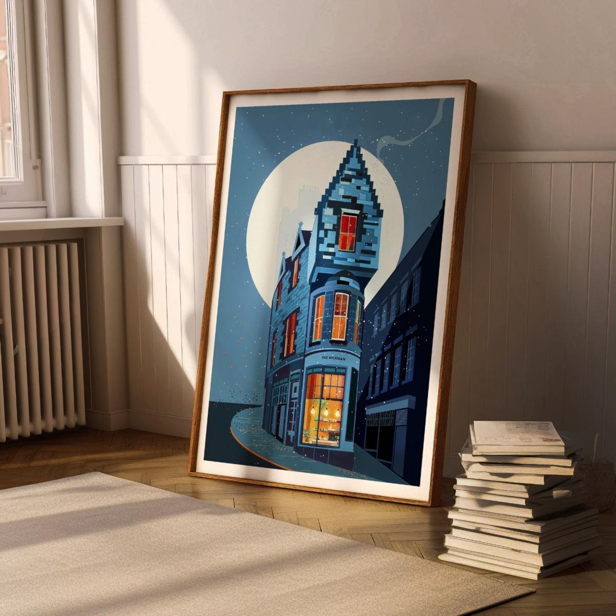 Snowfall At The Corner Cafe Art Print | A3 | 297 X 420Mm | Eye for London Prints – image 5