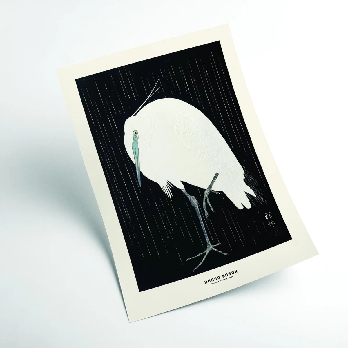 White Ohara Koson - Egret In The Rain A1 594 X 841Mm Stanley Print House – image 2