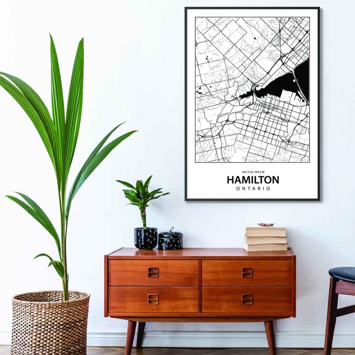 Black Map Of Hamilton A4 210 X 297Mm Stanley Print House – image 3