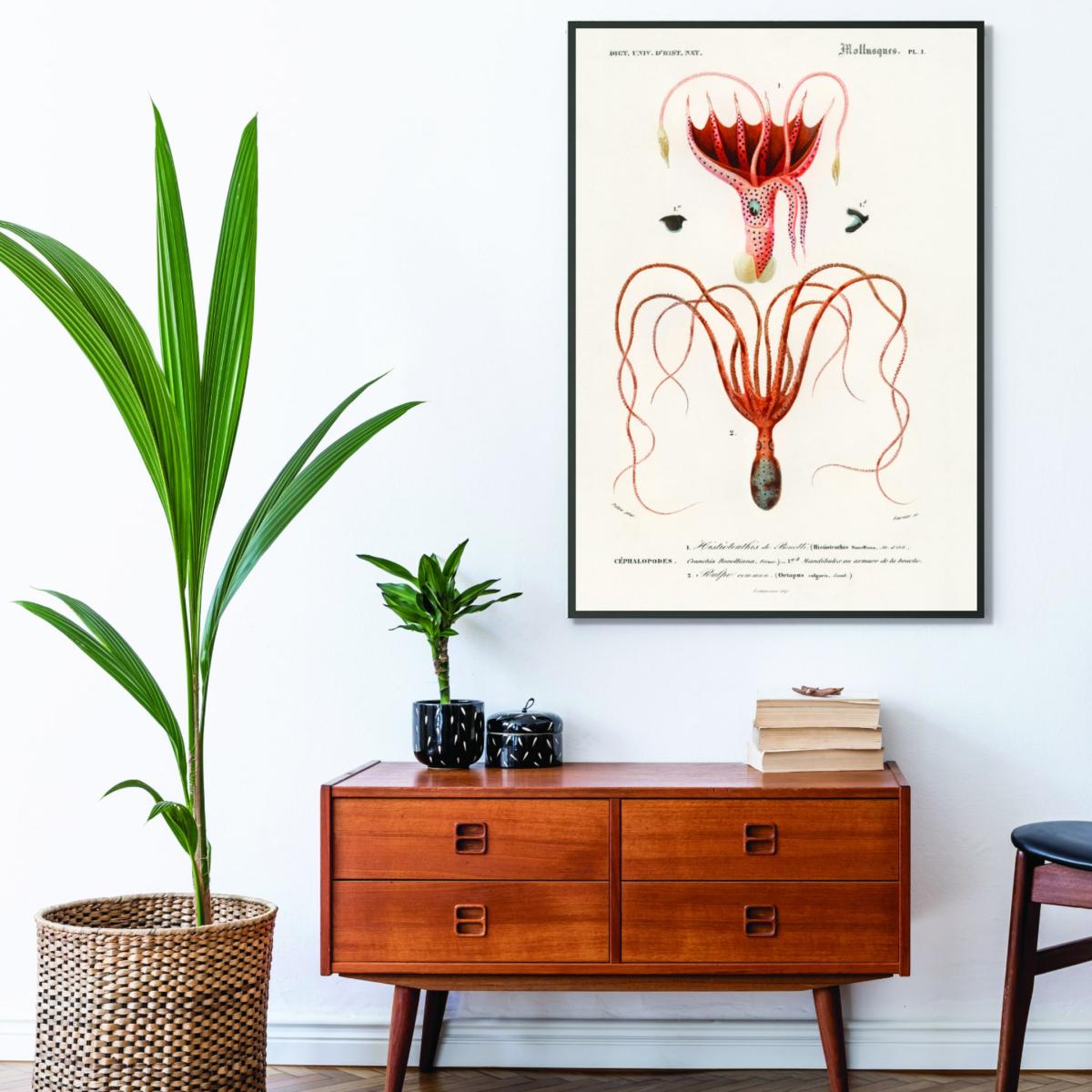 Yellow / Orange Squid And Octopus A3 297 X 420Mm Stanley Print House – image 3