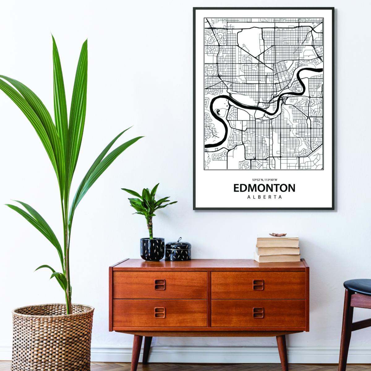 Black Map Of Edmonton Alberta A4 210 X 297Mm Stanley Print House – image 3