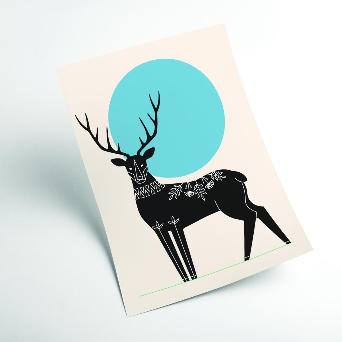 Blue Moonlight Deer Xxs Stanley Print House – image 2