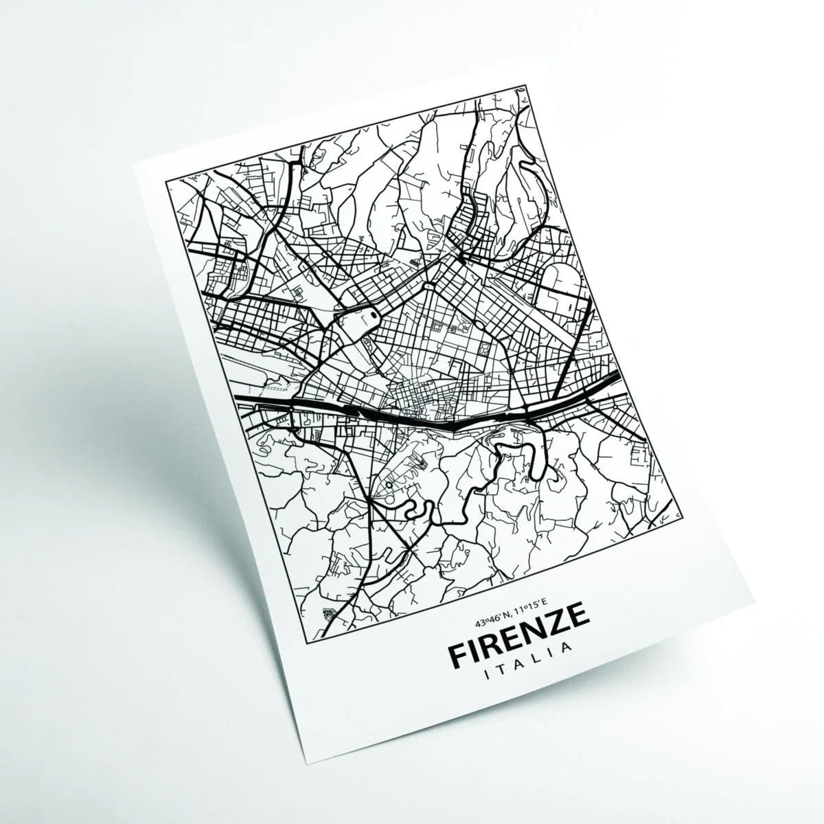 Black Map Of Firenze Italy A4 210 X 297Mm Stanley Print House – image 2