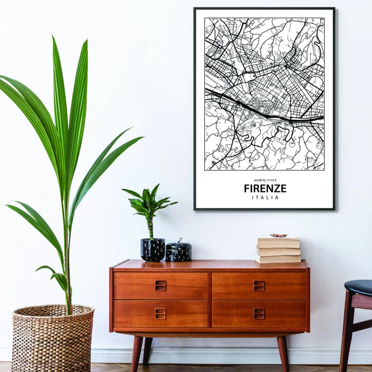 Black Map Of Firenze Italy A4 210 X 297Mm Stanley Print House – image 3