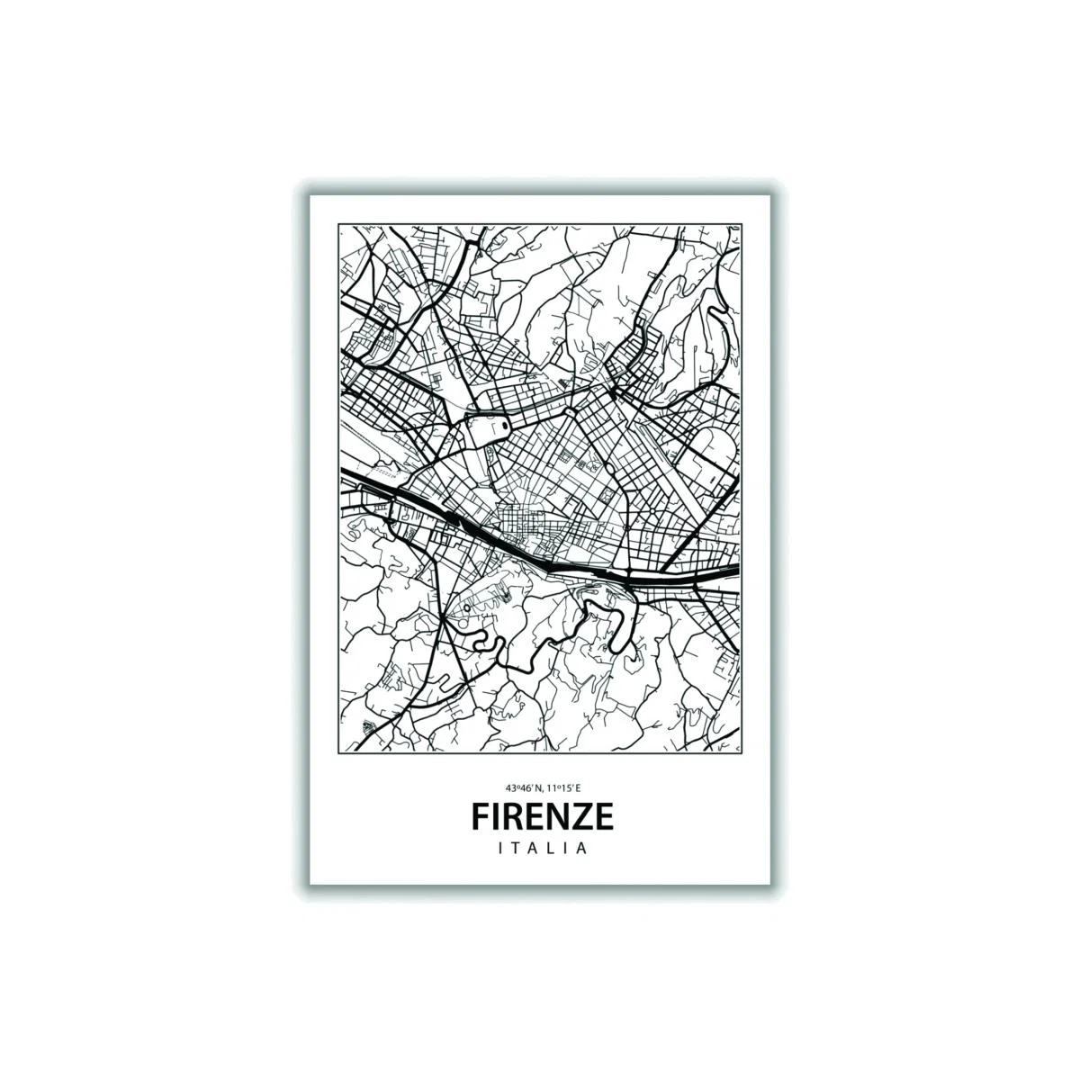 Black Map Of Firenze Italy A4 210 X 297Mm Stanley Print House – image 1