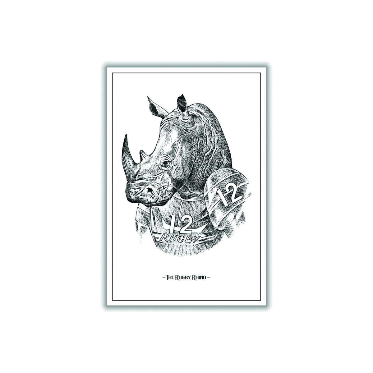Grey The Rugby Rhino A4 210 X 297Mm Stanley Print House – image 1