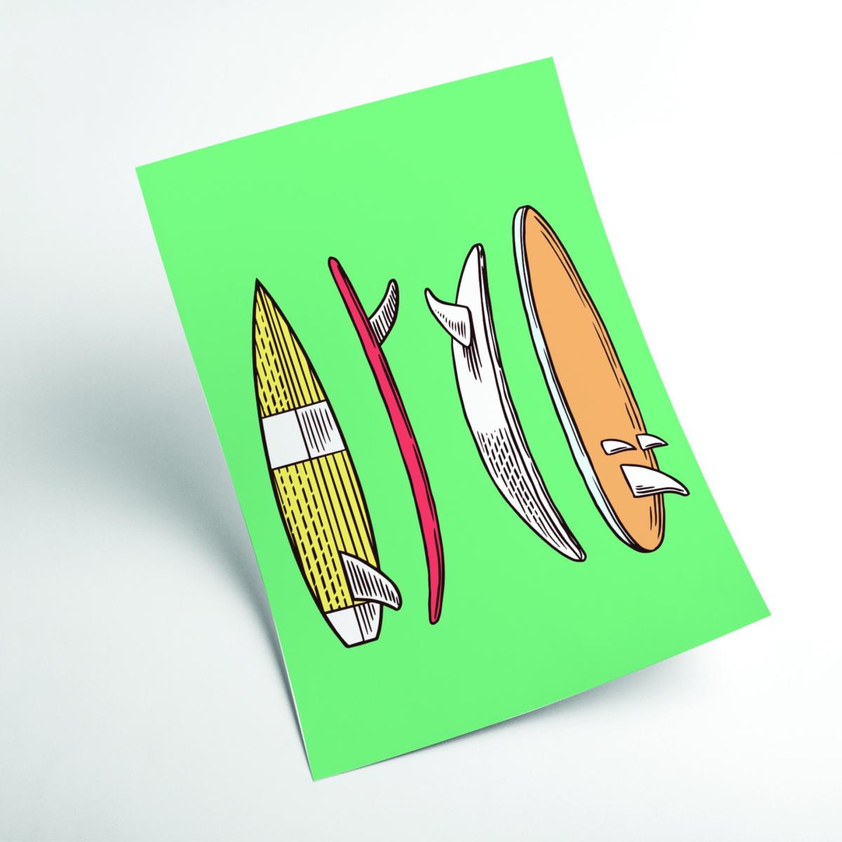 Yellow / Orange Vintage Surfboard Collection A4 210 X 297Mm Stanley Print House – image 2