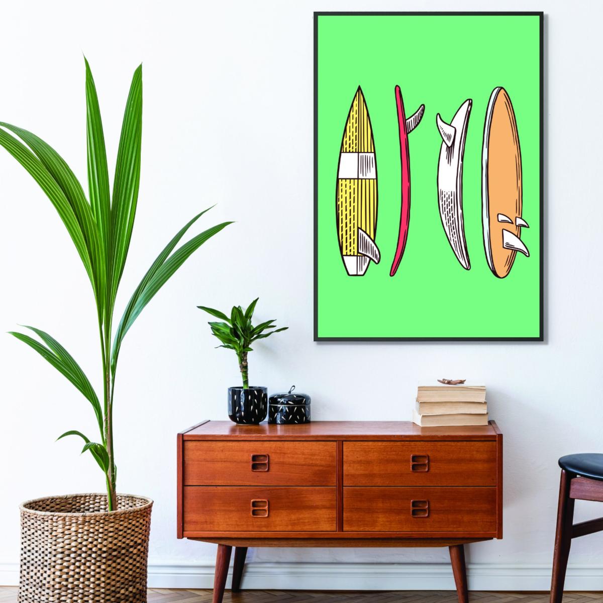Yellow / Orange Vintage Surfboard Collection A4 210 X 297Mm Stanley Print House – image 3