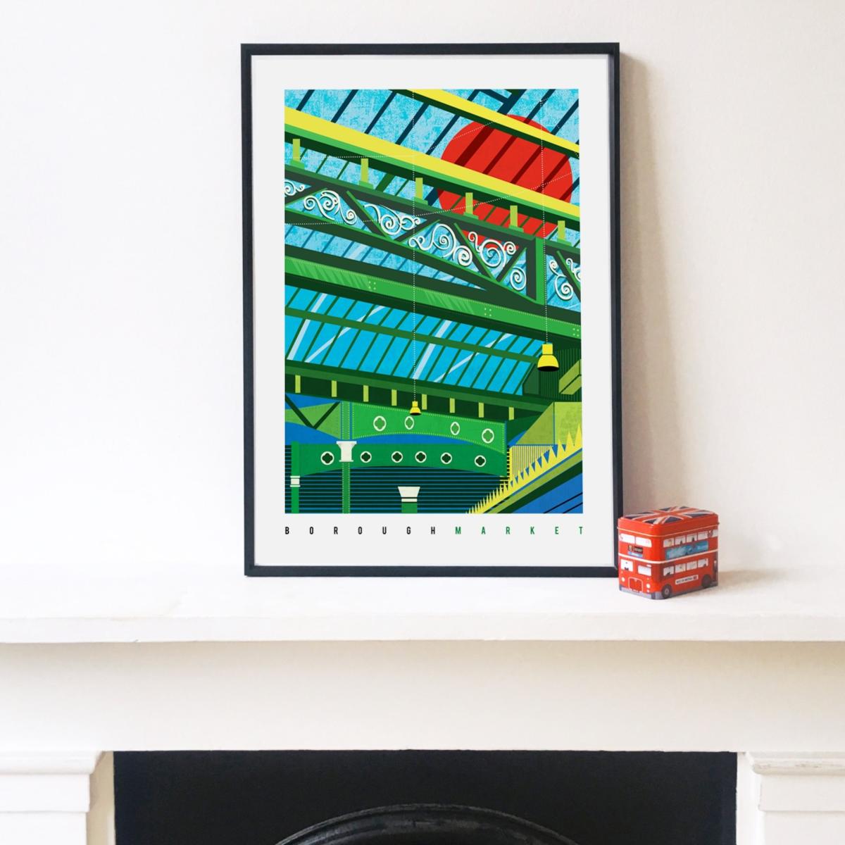 Borough Market London Illustrated Art Print A3 297 X 420Mm Eye for London Prints – image 2