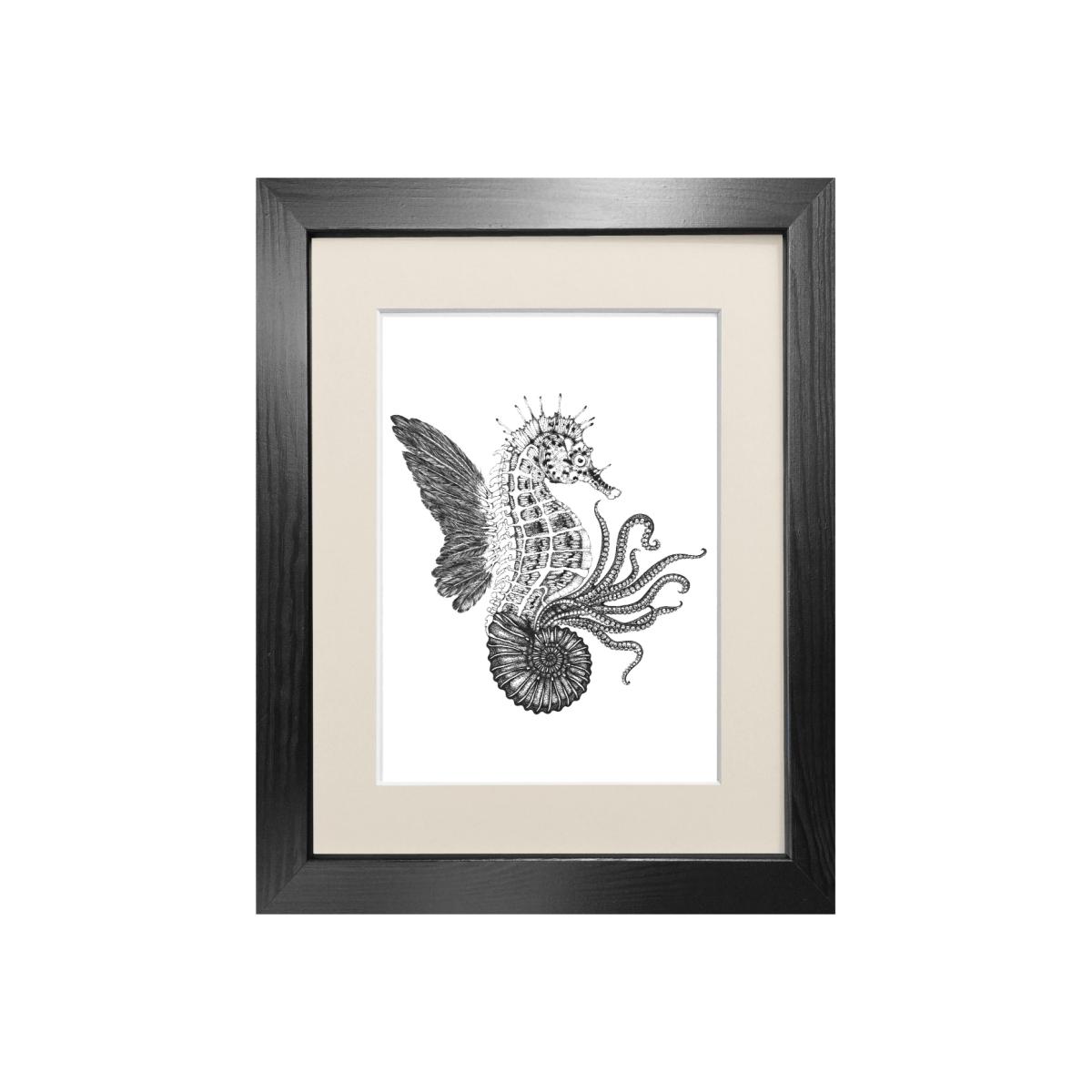 Black 'Ammonautilae' Fine Art Print A4 Emily Carter