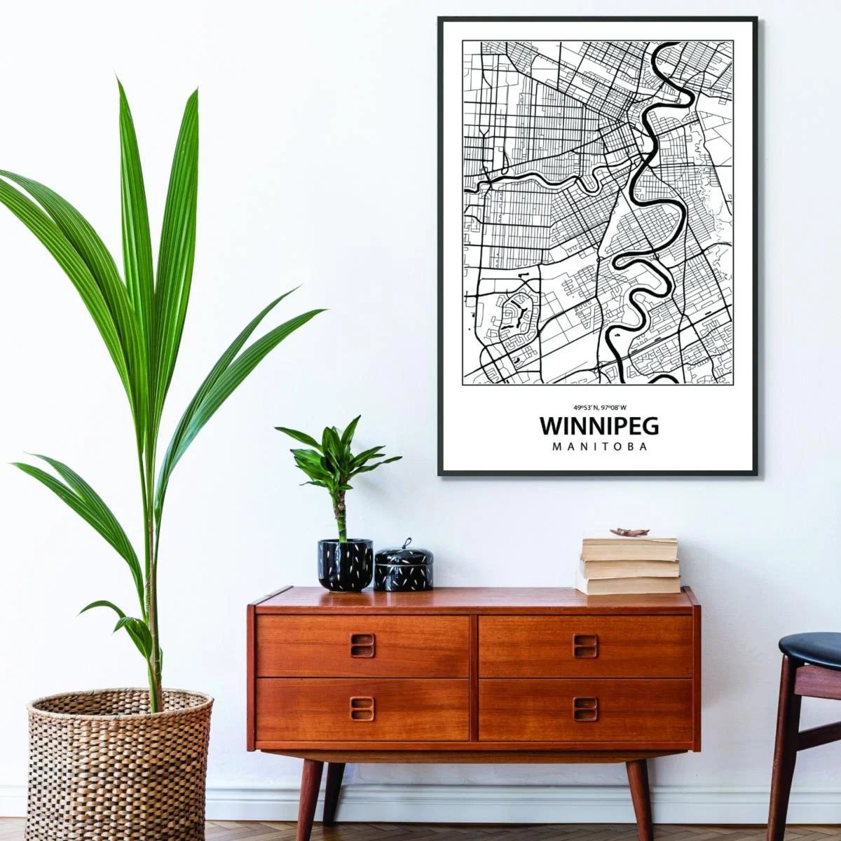 Black Map Of Winnipeg Canada Small Stanley Print House – image 3