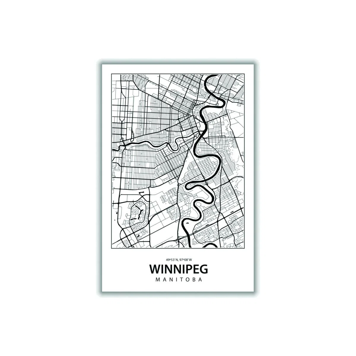 Black Map Of Winnipeg Canada Small Stanley Print House – image 1