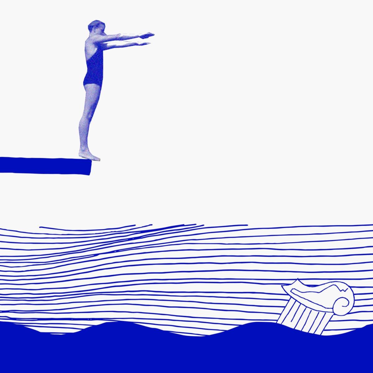 Blue / White Diving For Atlantis: Island Hopping, Nautical Art Print Awol – image 4