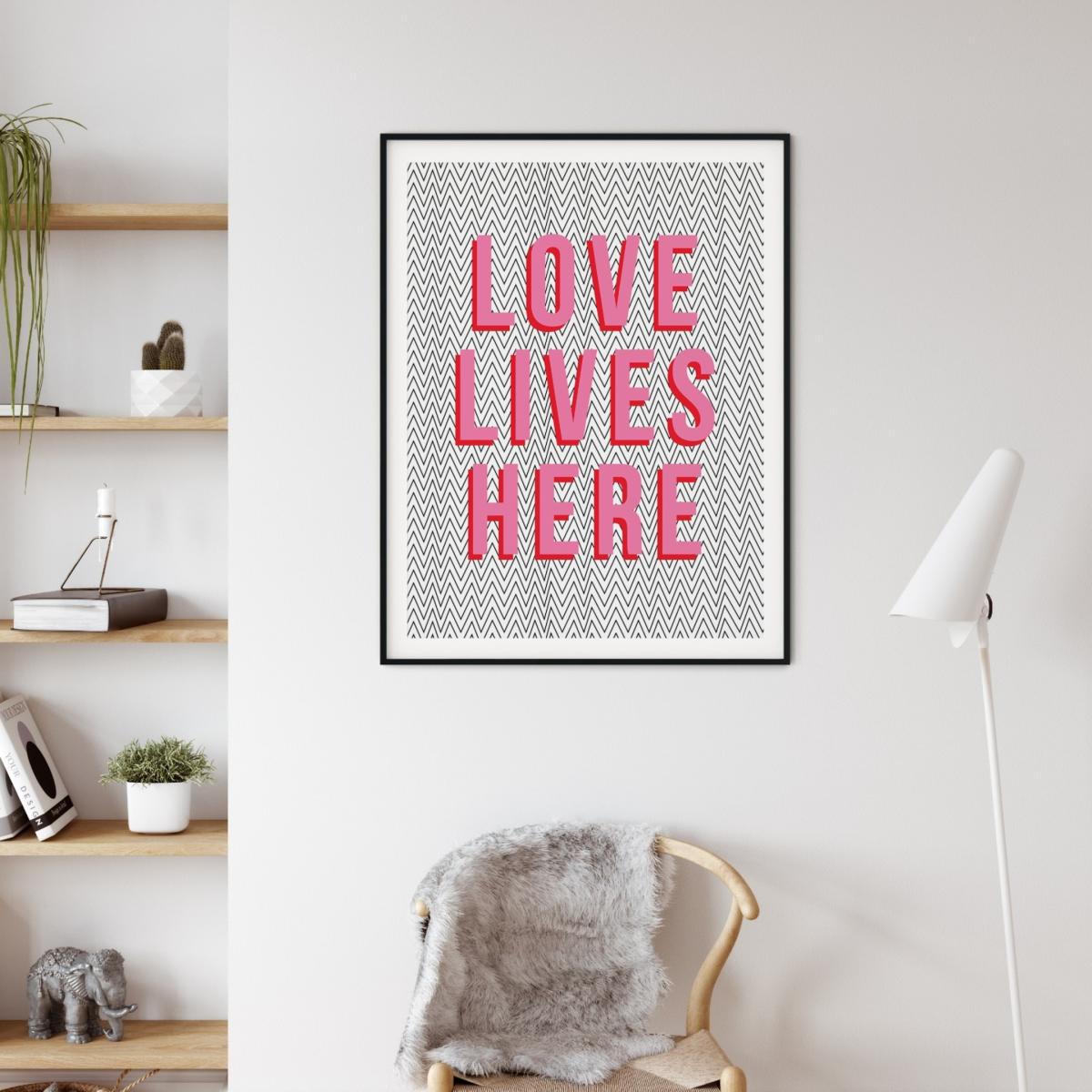 Pink / Purple Love Lives Here A2 Print A2 420 X 594Mm The Native State – image 2