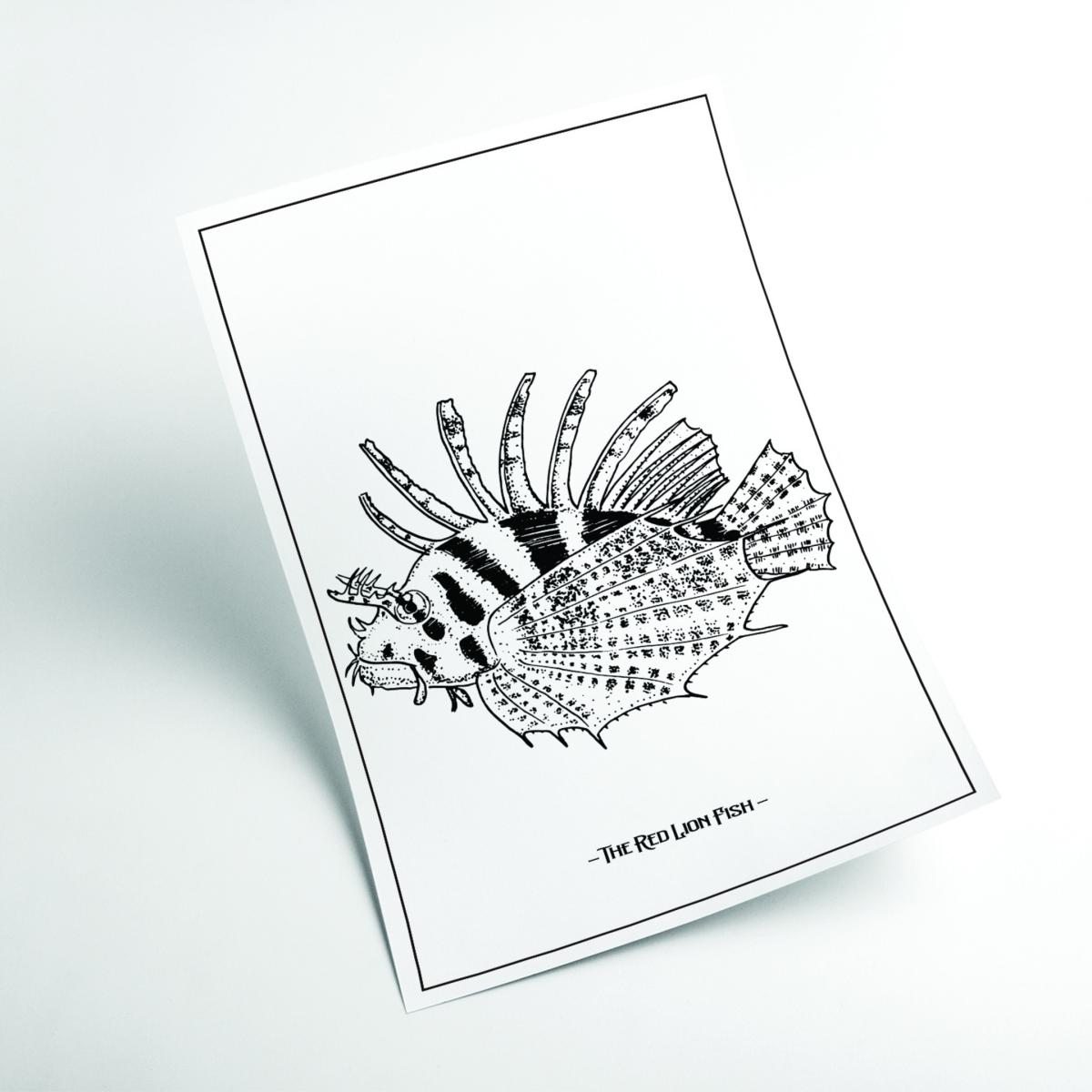 Black The Red Lion Fish A4 210 X 297Mm Stanley Print House – image 2