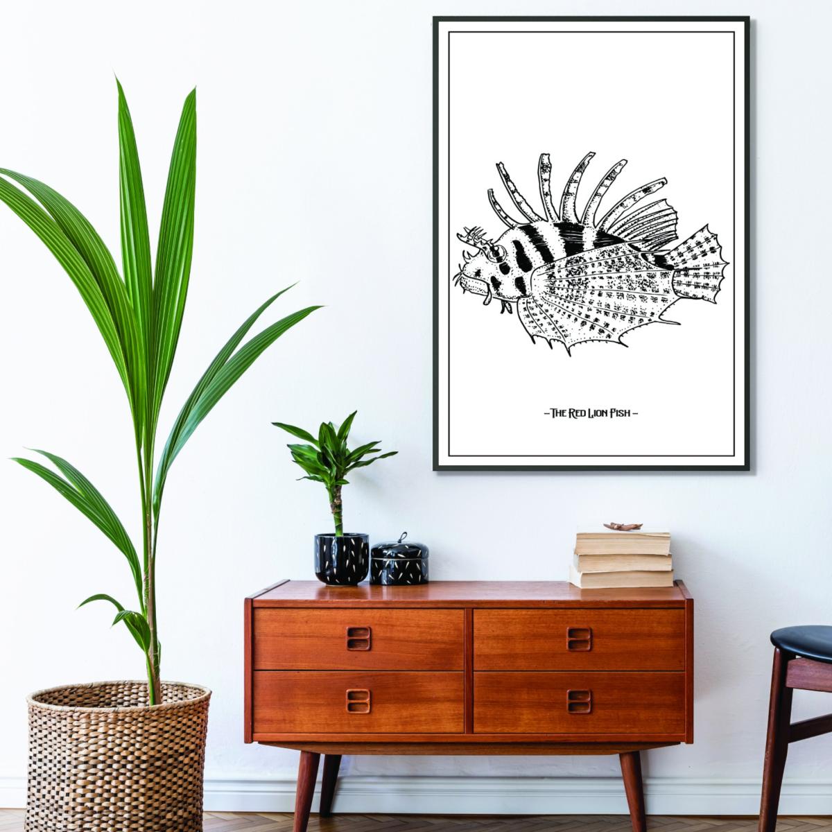 Black The Red Lion Fish A4 210 X 297Mm Stanley Print House – image 3