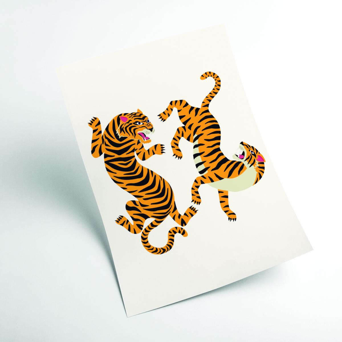 Yellow / Orange Two Tigers A1 594 X 841Mm Stanley Print House – image 2