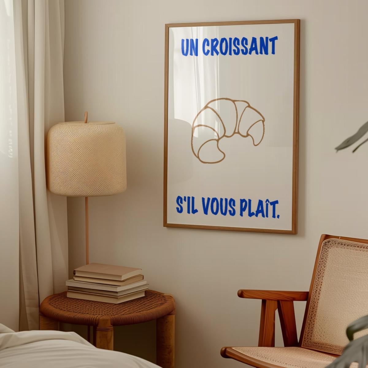 Blue Un Croissant French Kitchen Retro Inspired Giclée Art Print A2 | A2 | 420 X 594Mm | Fanclub – image 3